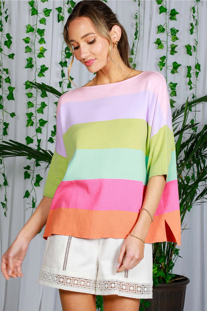 Pastel Color Block Knitted Top