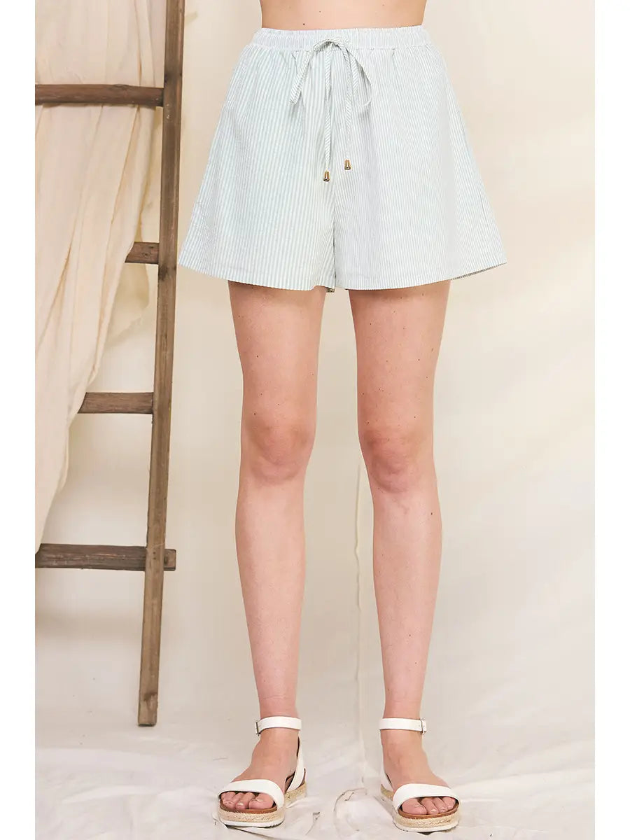 Twine Stripe Cotton Blend Shorts