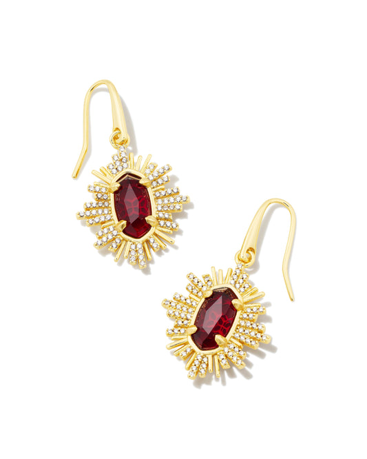 Grayson Sunburst Earrings | Gold & Red Glass