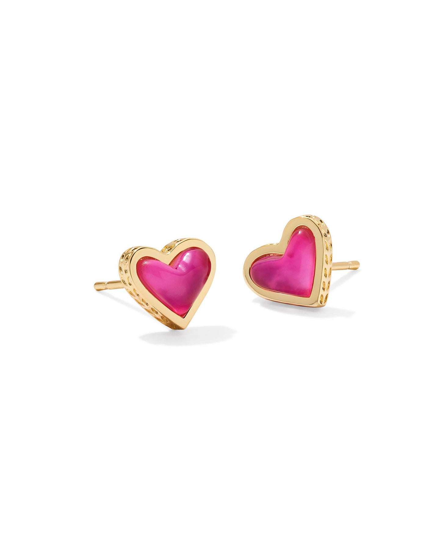 Framed Ari Heart Stud Earrings | Gold & Azalea Illusion