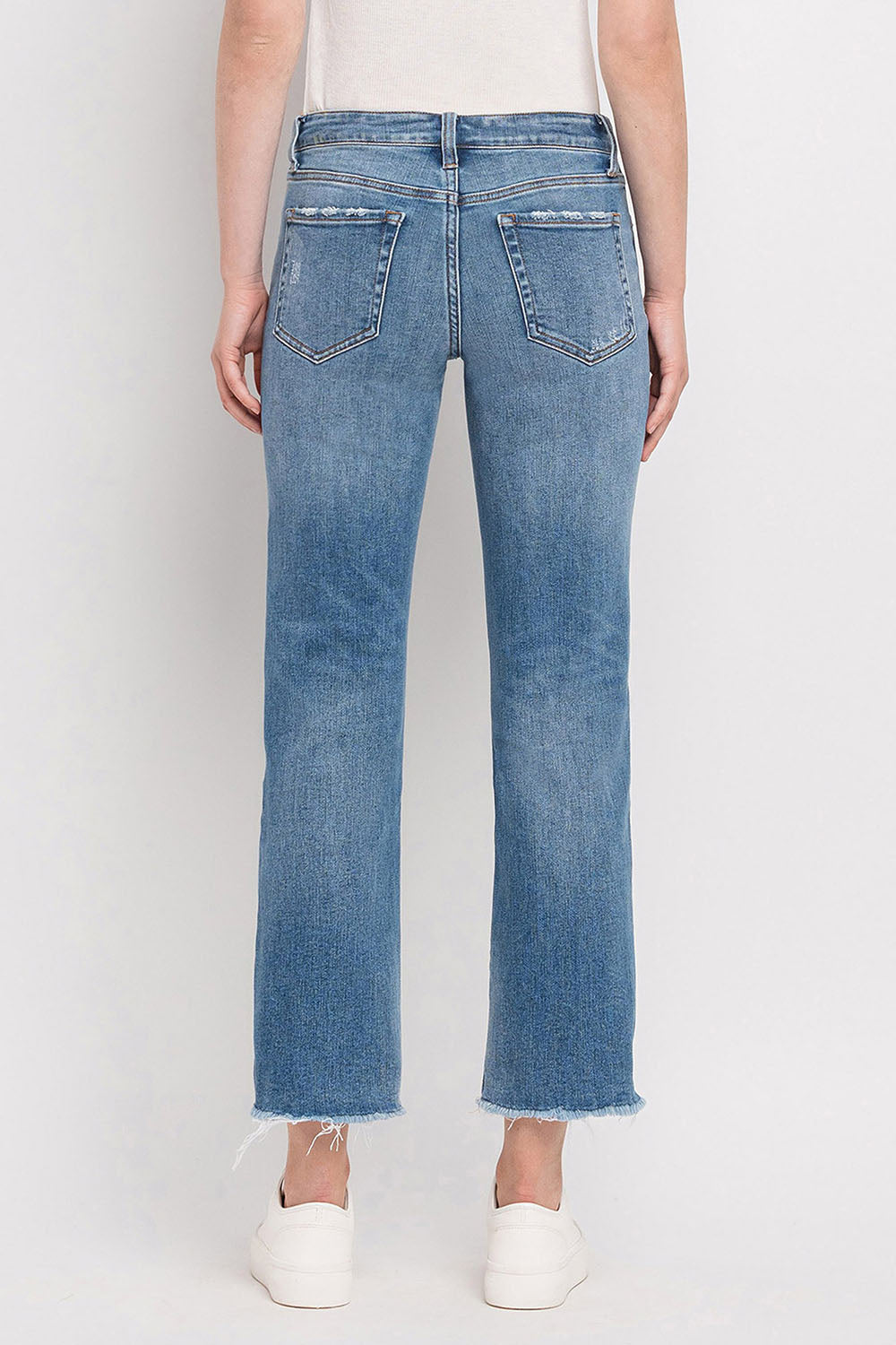 Mid Rise Crop Straight Jeans