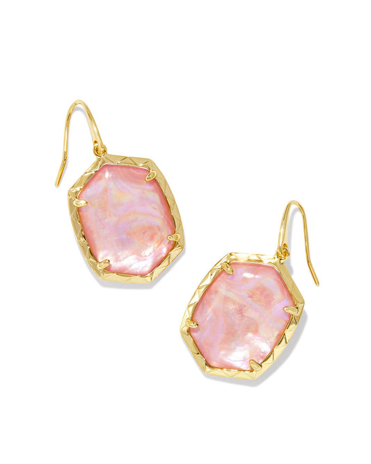 Daphne Earrings | Gold & Light Pink Iridescent Abalone