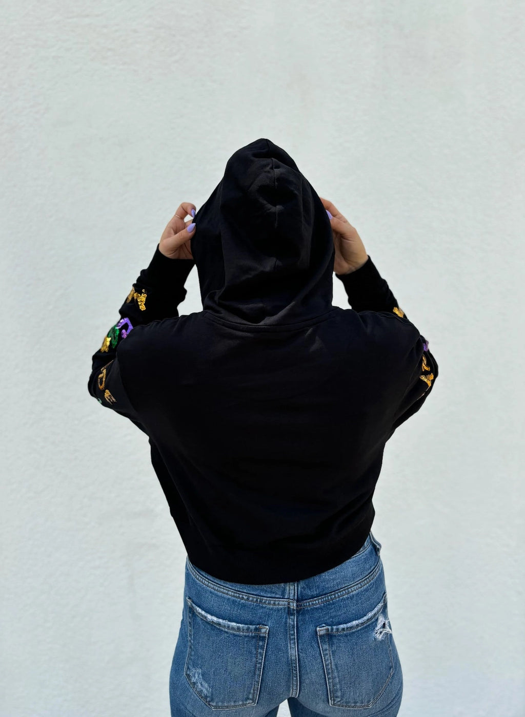 Mardi Gras Explosion Crop Hoodie