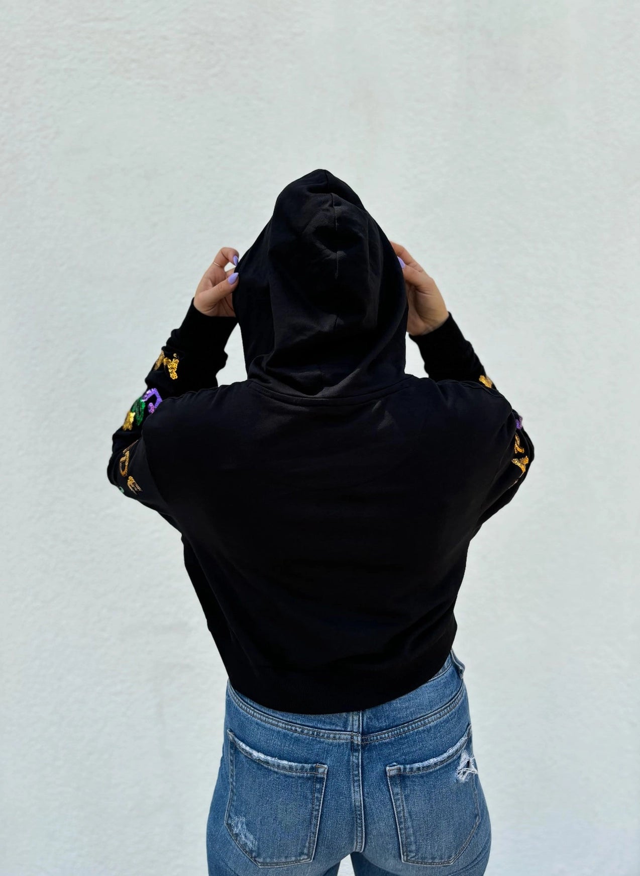 Mardi Gras Explosion Crop Hoodie