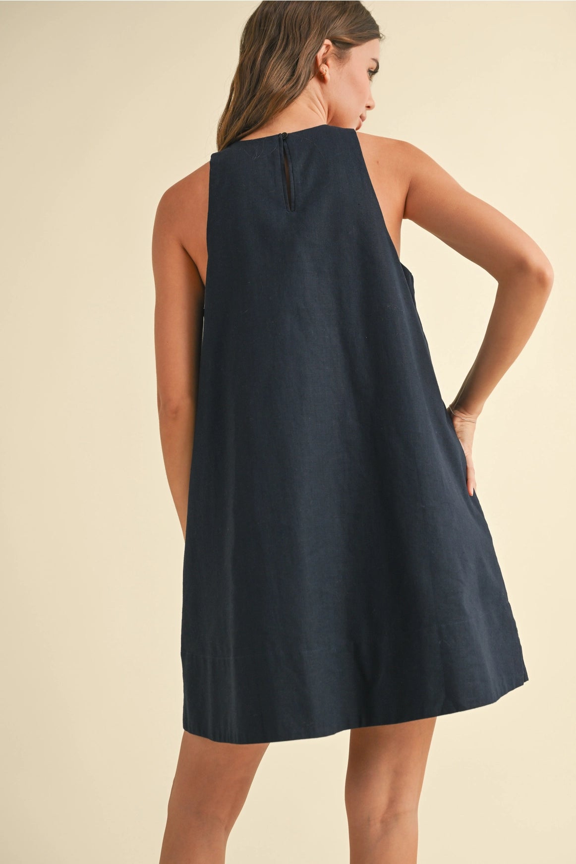Sleeveless A Line Dress with Pockets