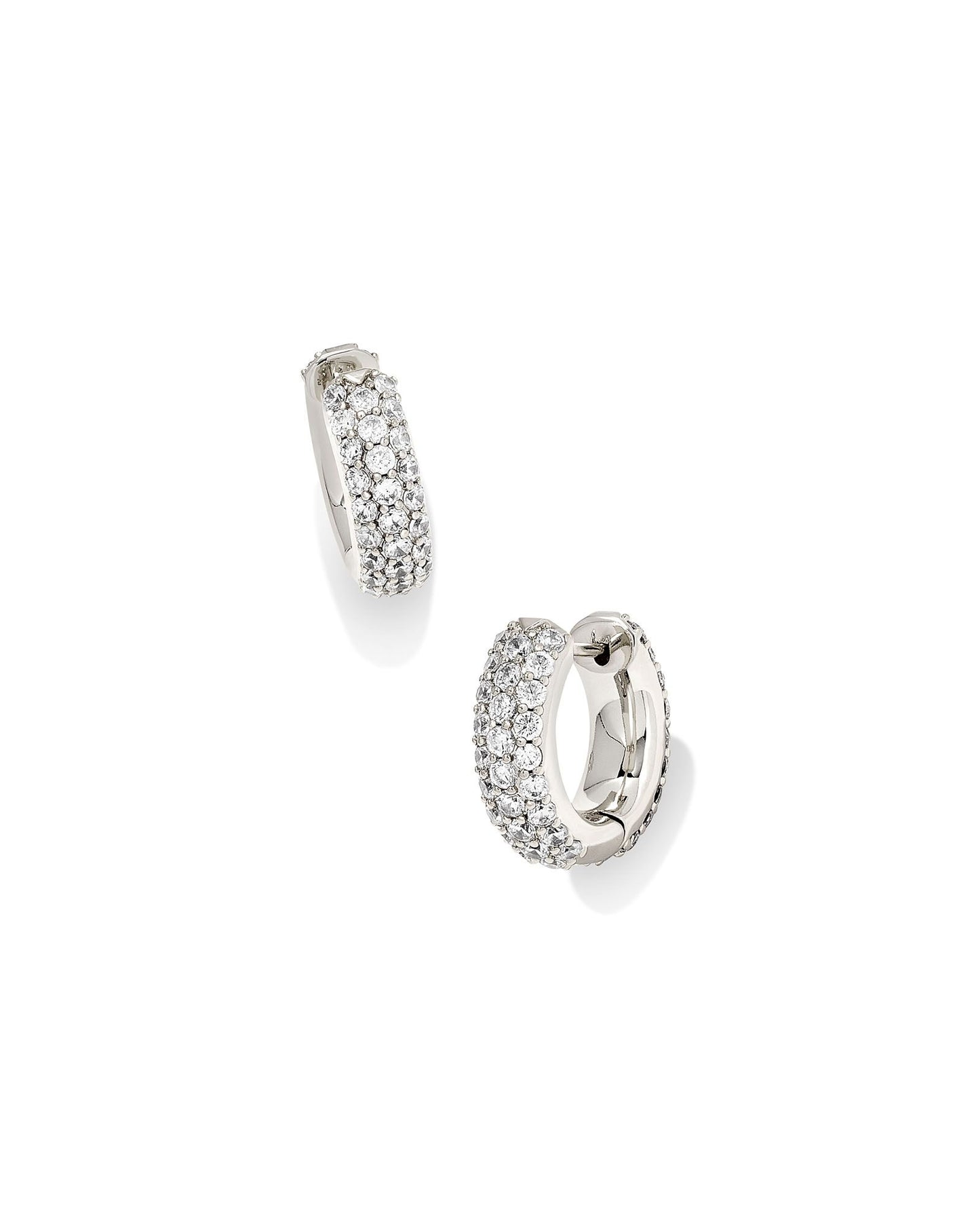 Mikki Huggie Earrings | Silver & Pave