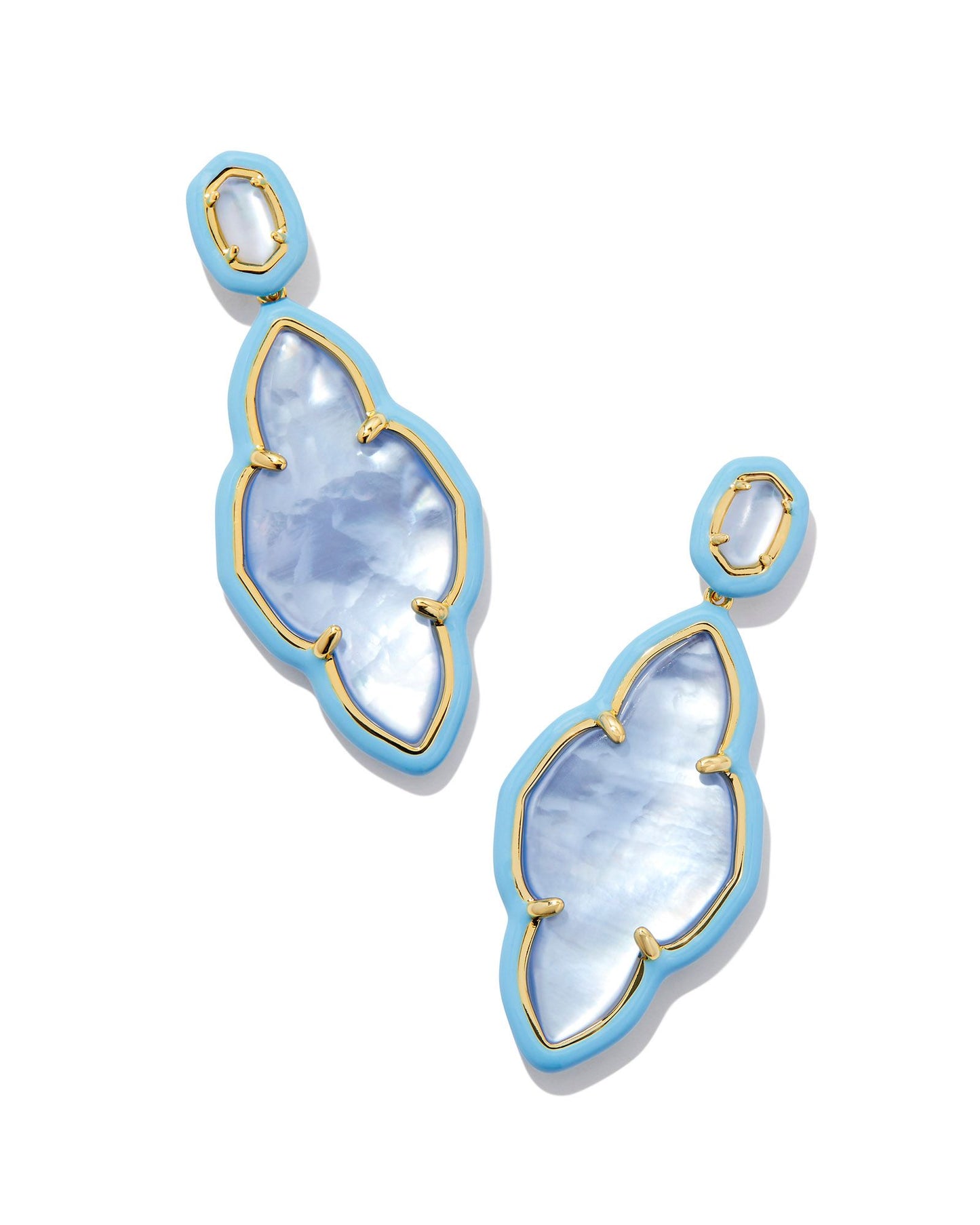 Abbie Enamel Frame Statement Earrings | Gold & Periwinkle Illusion