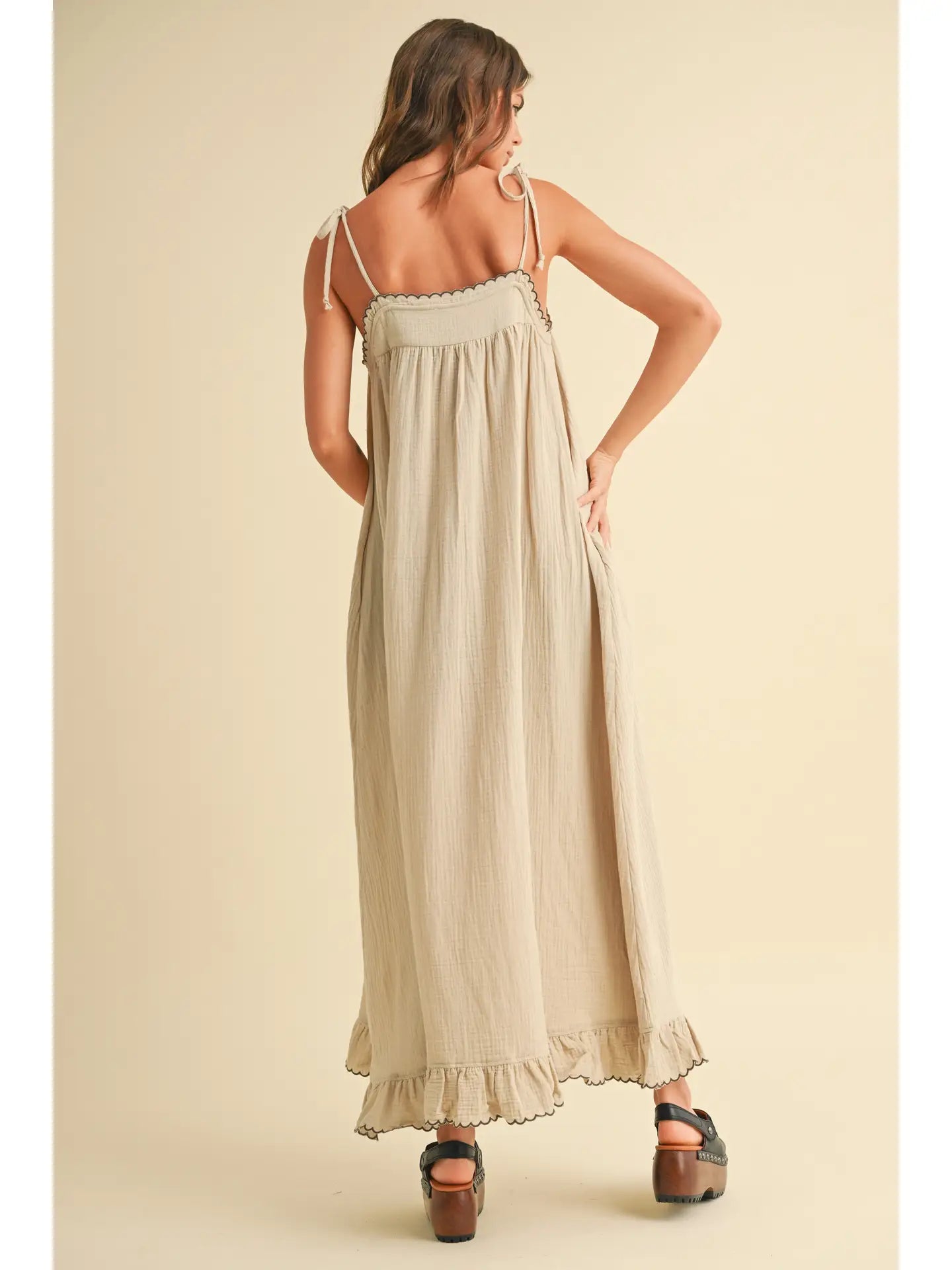 Embroidered Detail Gauze Dress