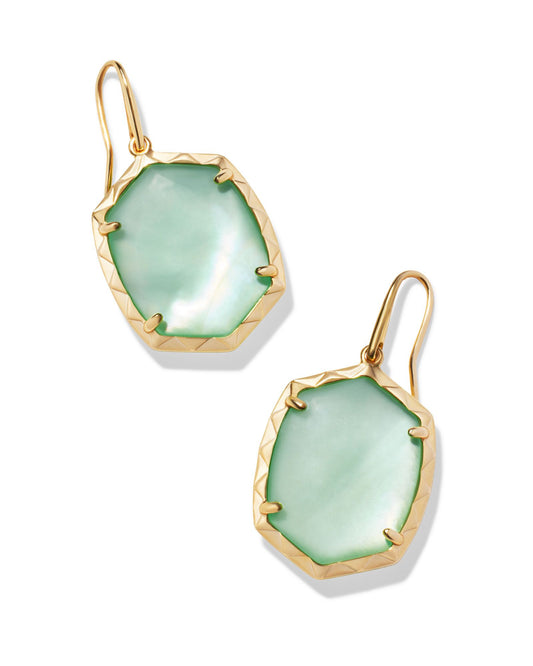 Daphne Earrings | Gold & Light Green Mother-of-Pearl