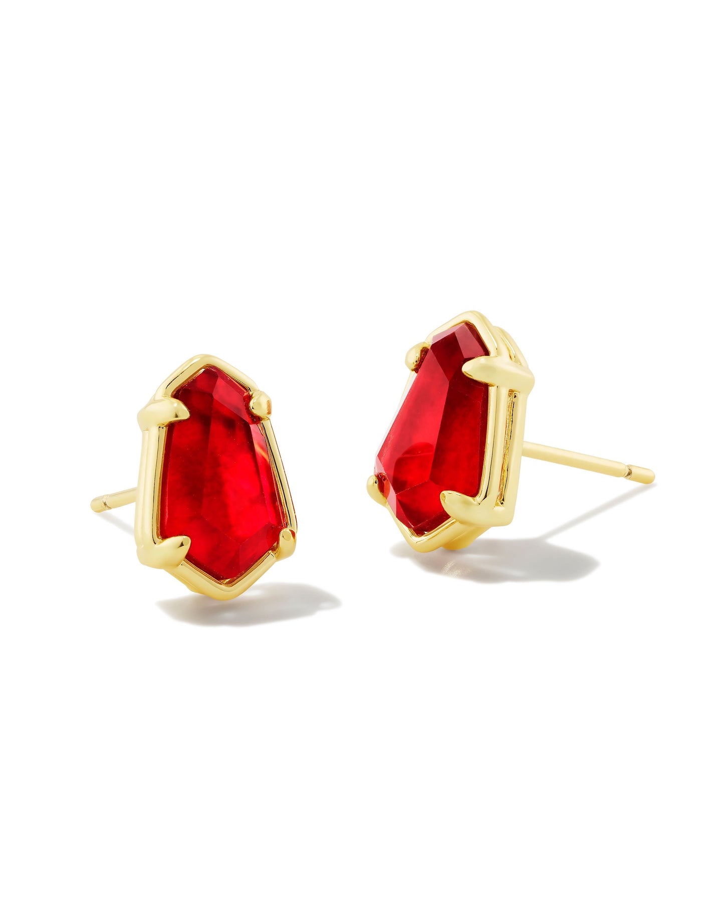 Alexandria Stud Earrings | Gold & Cranberry Illusion