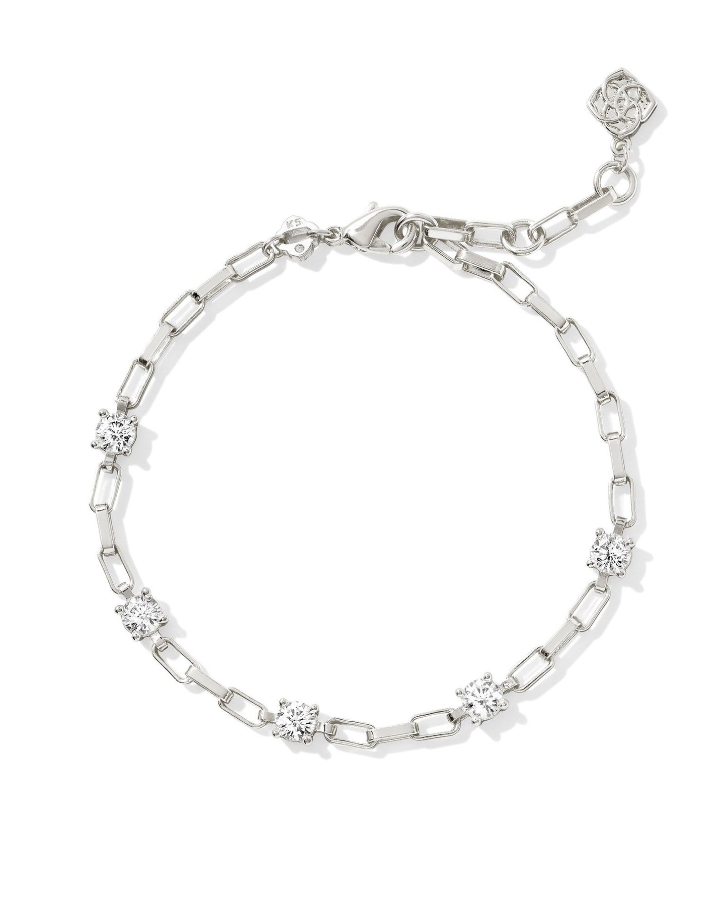 Lexi Chain Bracelet | Silver & White Crystal