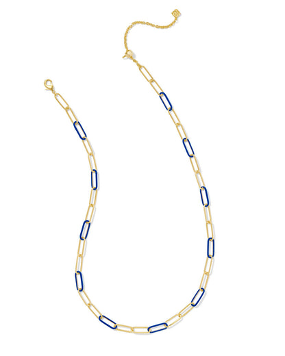 Ainsley Convertible Chain Necklace | Gold & Blue Enamel