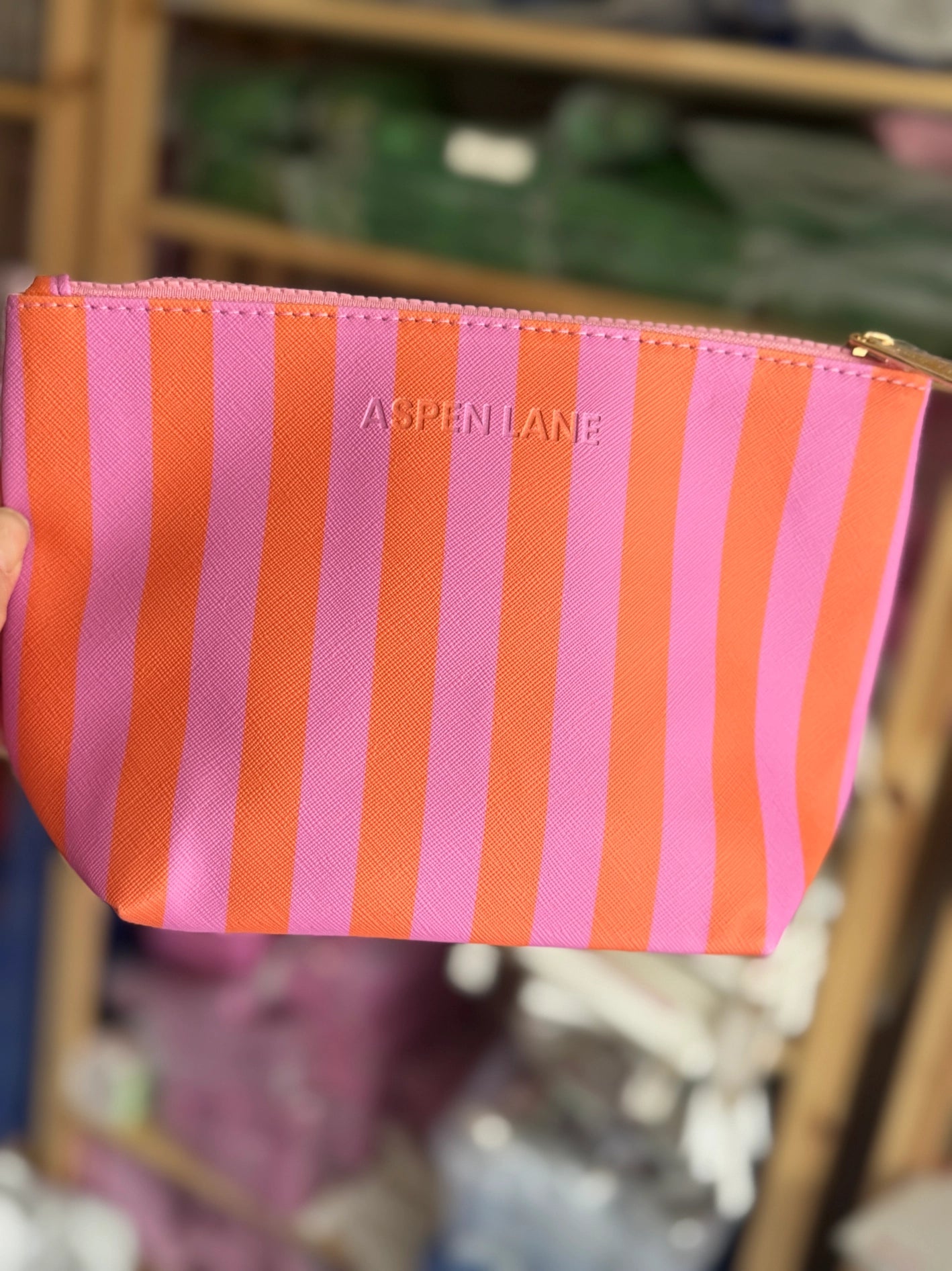 Preppy Stripe Pouch Bag | Pink & Orange