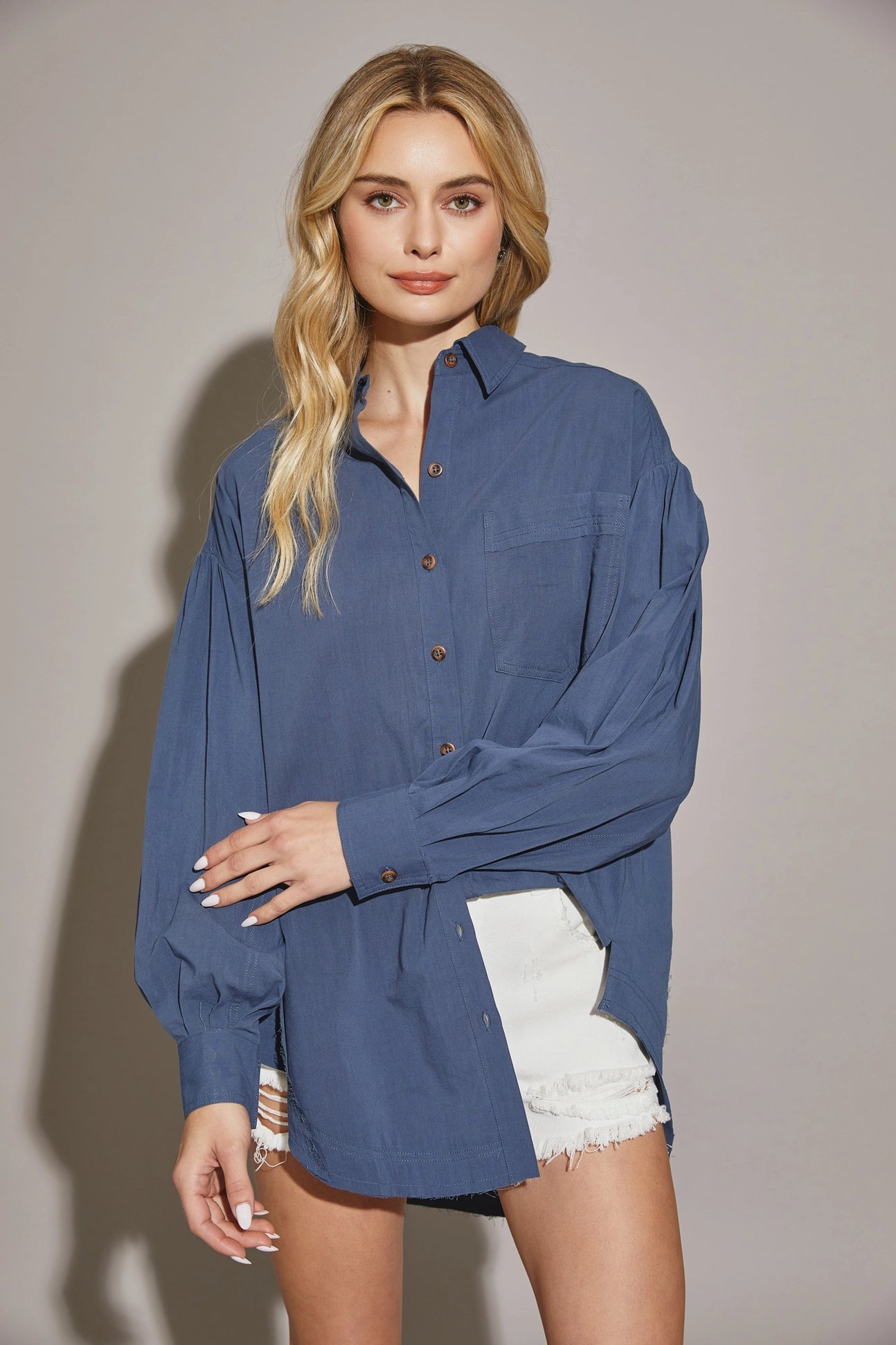 Cut Edge Oversized Shirt Top