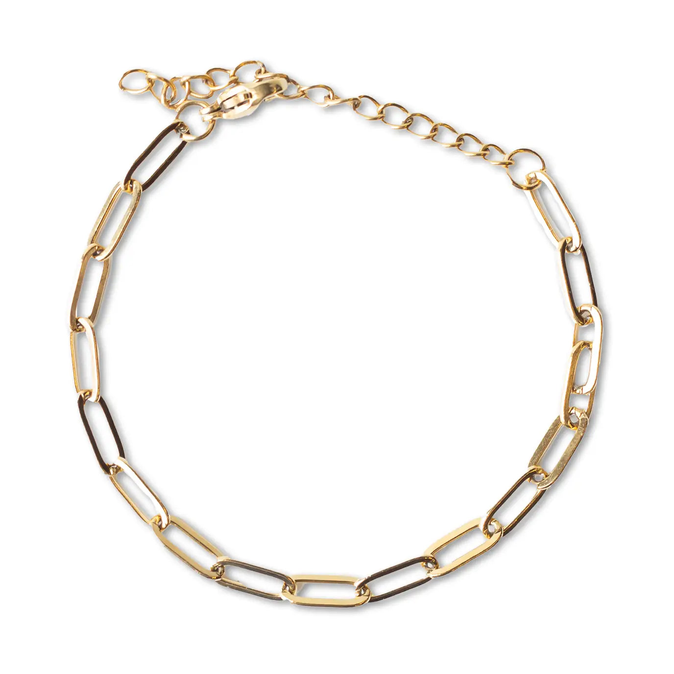 Tarnish Resistant Gold Plated Paperclip Chain Bracelet