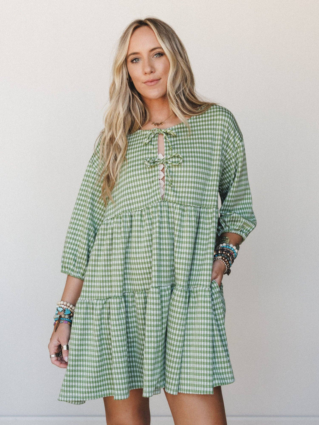 A Touch of Whimsy Mini Dress - Avocado