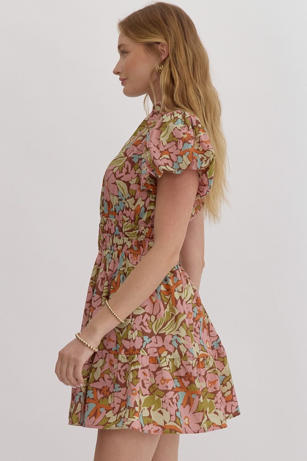 Floral Bubble Sleeve Dress