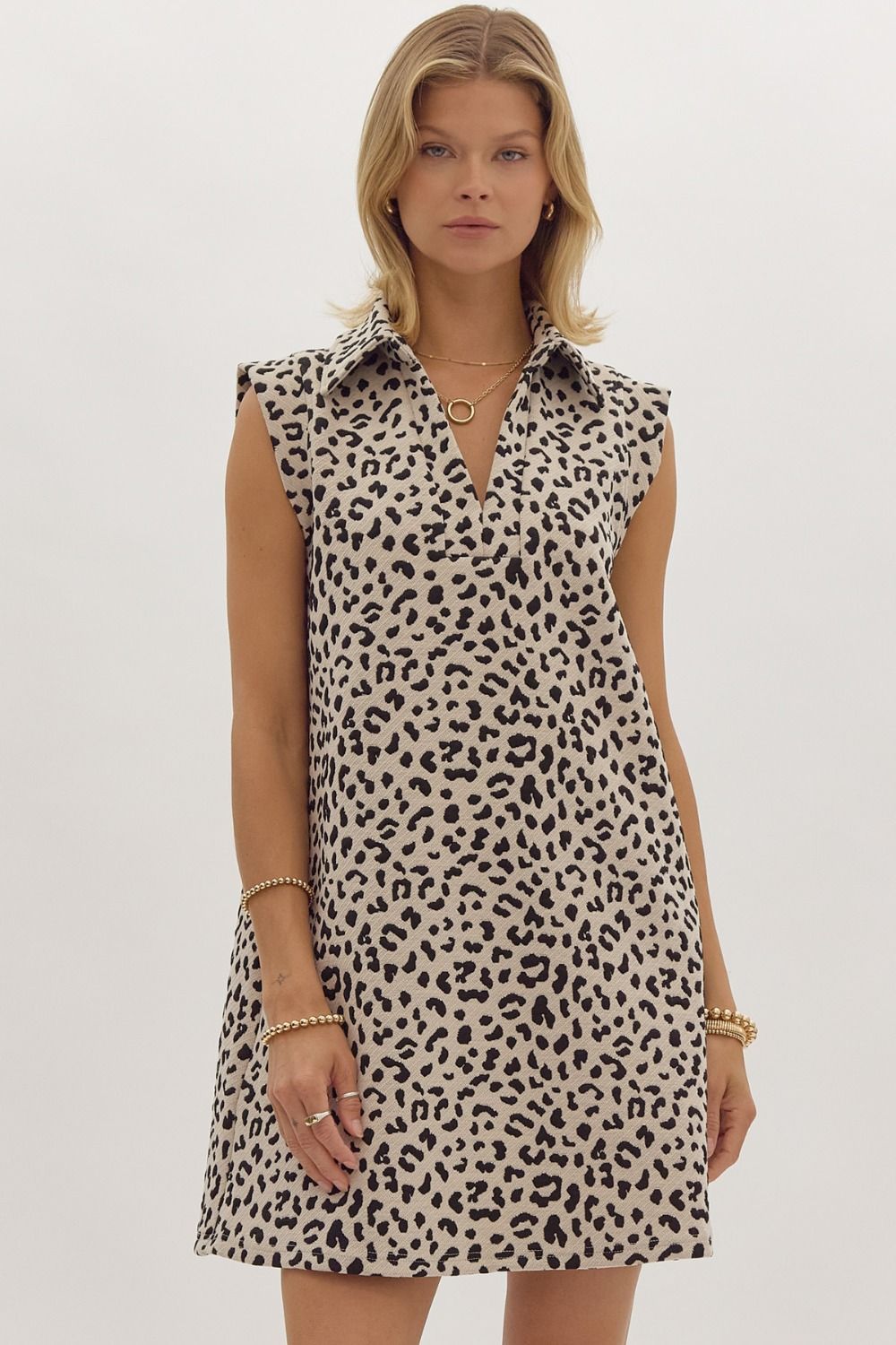 Leopard Collared Mini Dress