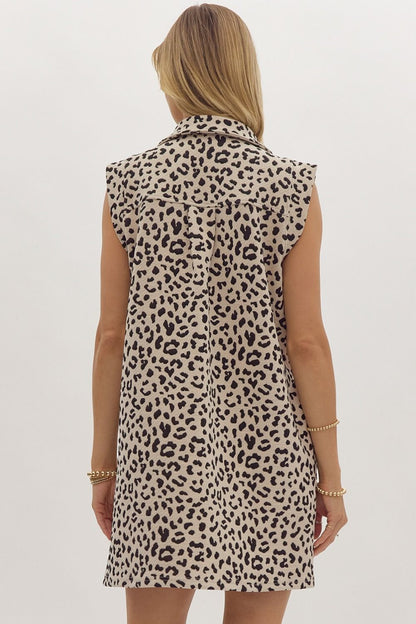 Leopard Collared Mini Dress