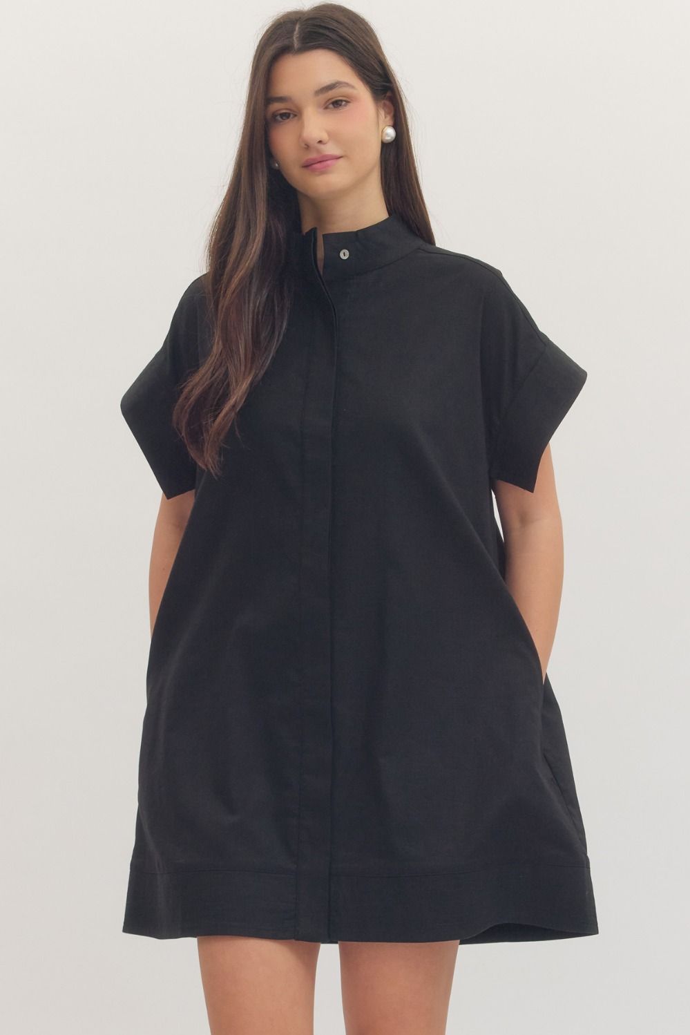 Solid short sleeve mini dress