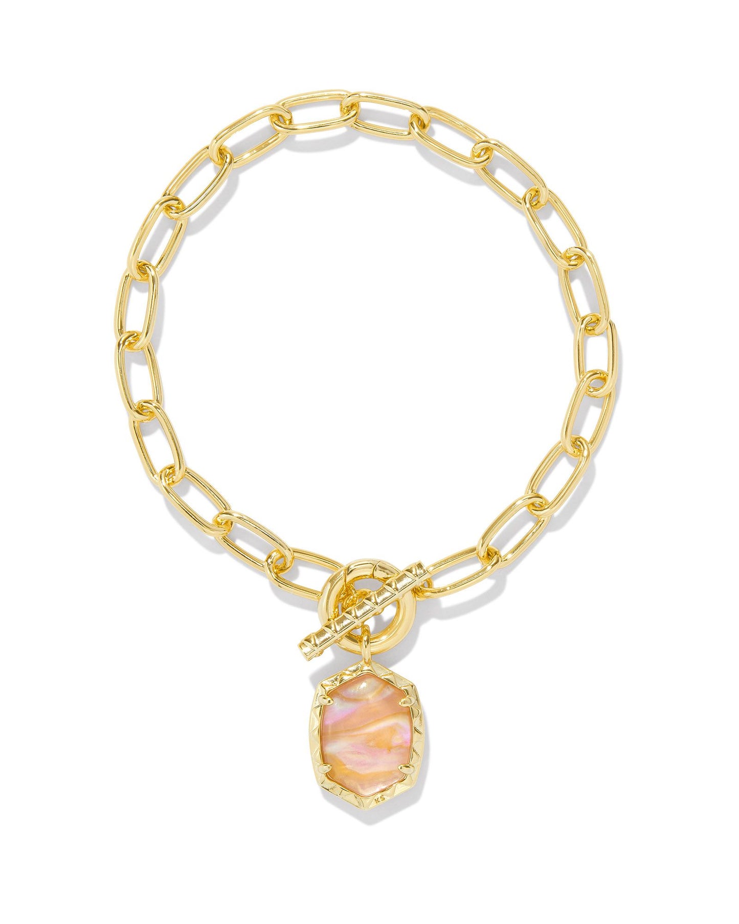 Daphne Link Chain Bracelet | Gold & Light Pink Iridescent Abalone