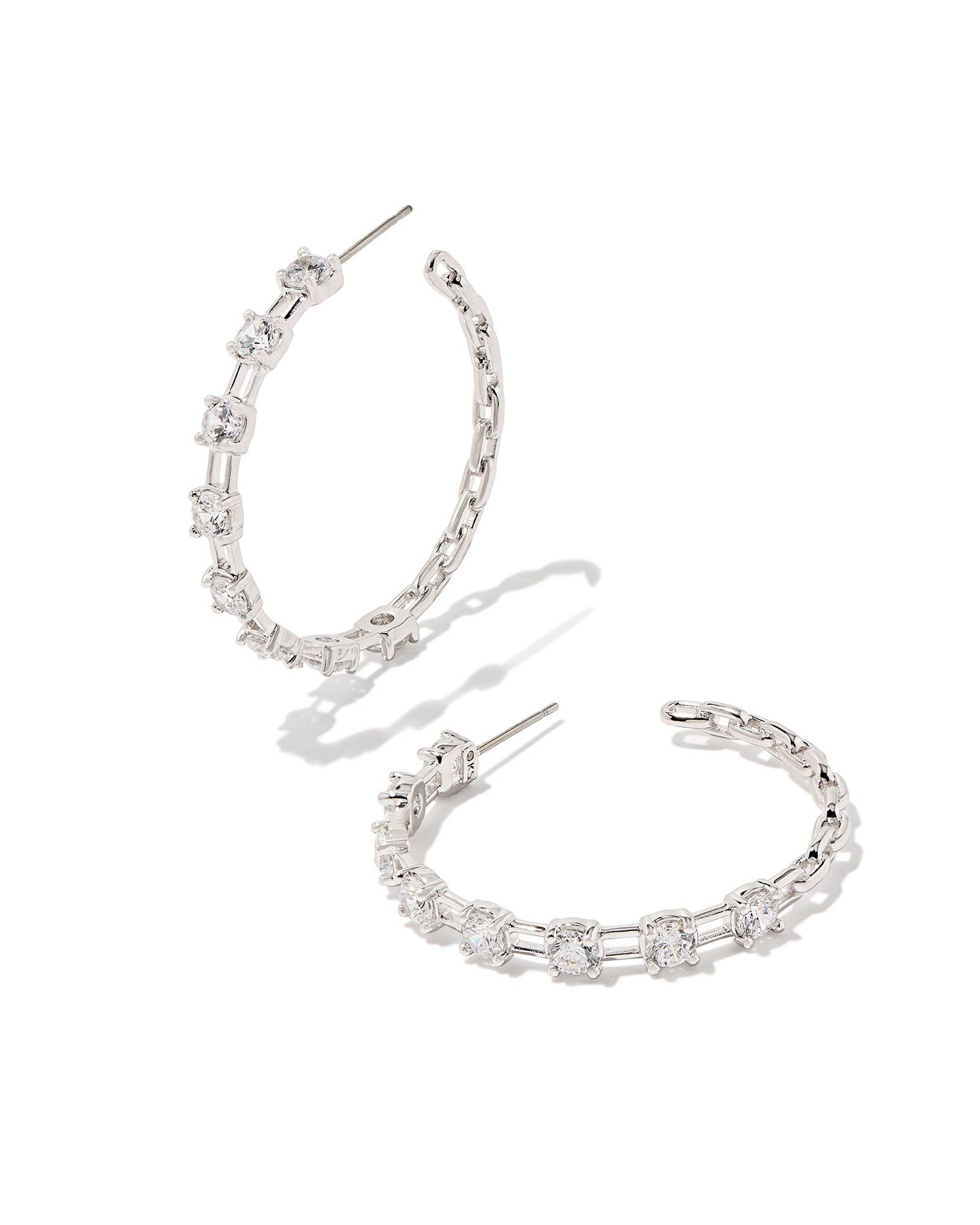 Lexi Hoop Earrings | Silver & White Crystal