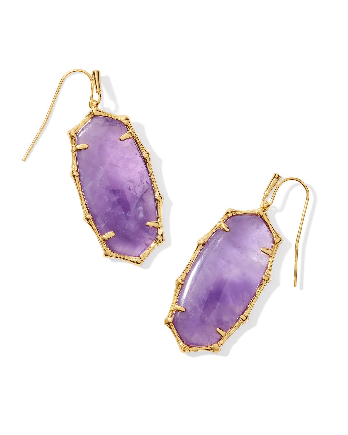 Elle Gold Bamboo Frame Drop Earrings | Dark Purple Amethyst