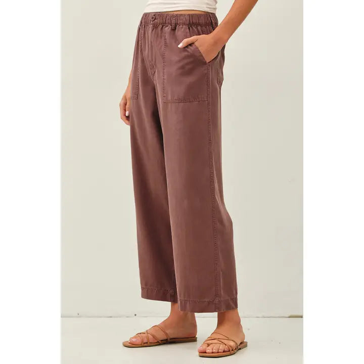 Wide Leg Tencel Pant w/ Drawstring Elastic Waist