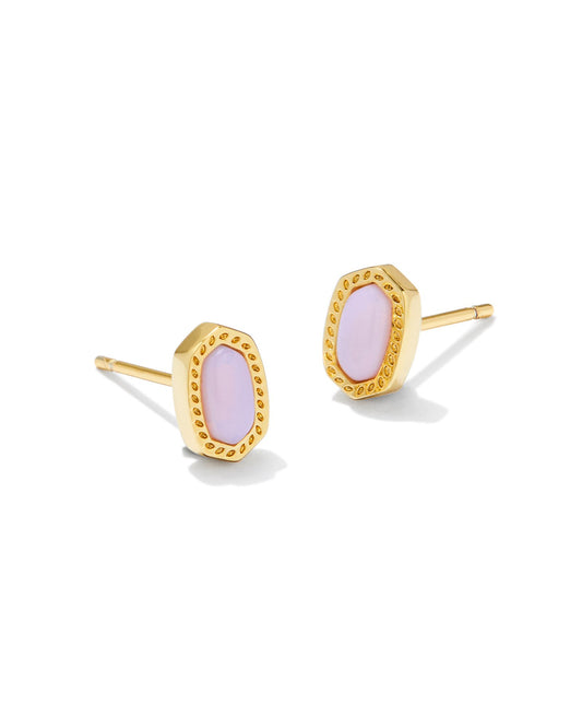 Mini Ellie Stud Earrings | Gold & Pink Opalite