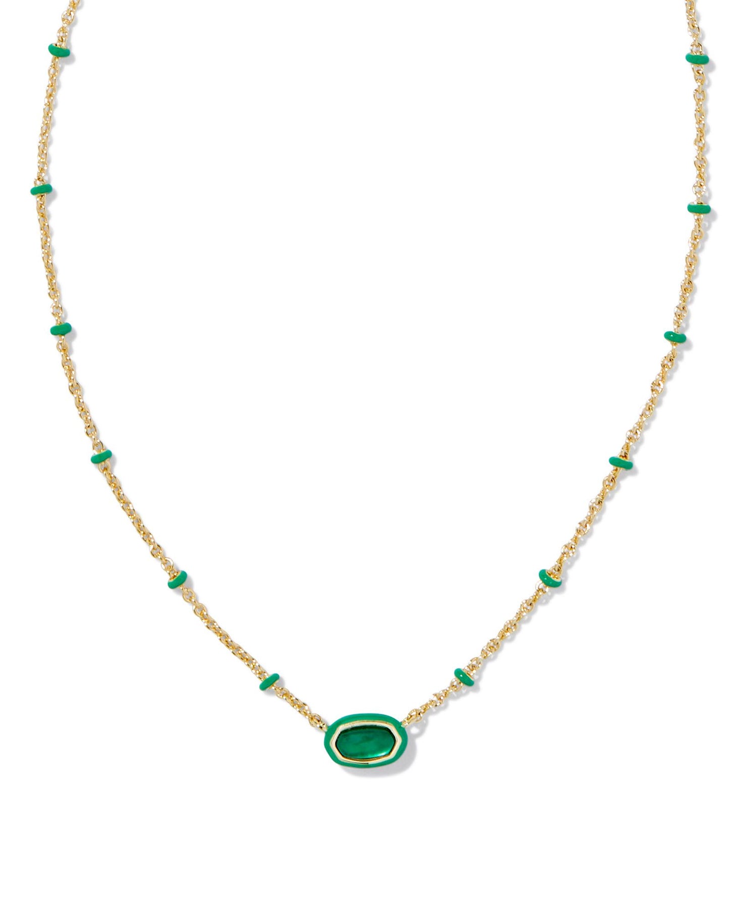 Mini Elisa Enamel Frame Short Pendant Necklace | Gold & Emerald Illusion