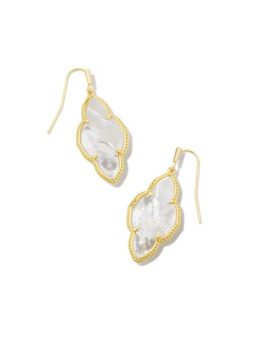 Abbie Gold Drop Earrings | Ivory Mother-of-Pearl