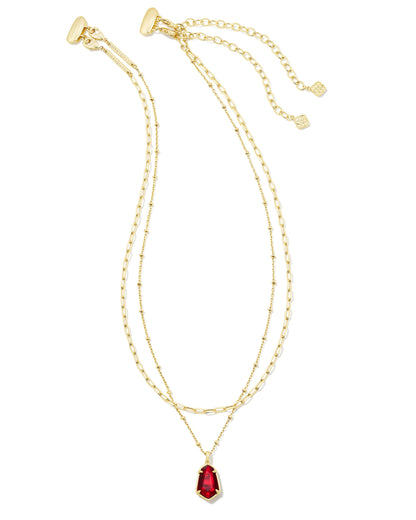 Alexandria Multi Strand Necklace | Gold & Cranberry Illusion