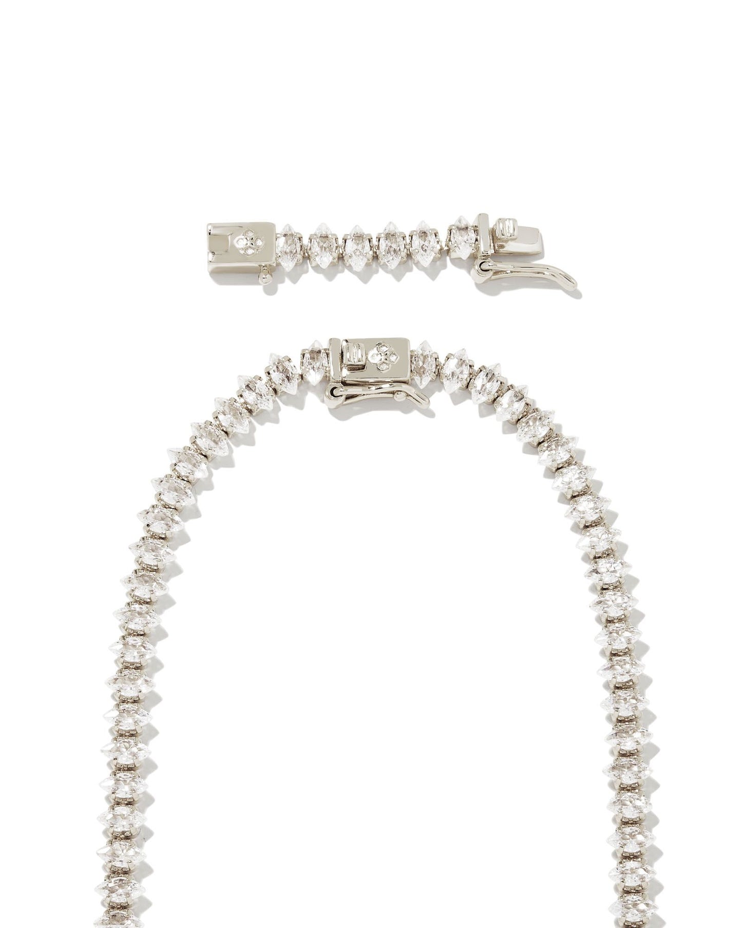 Larsan Tennis Necklace | Silver & White Crystal