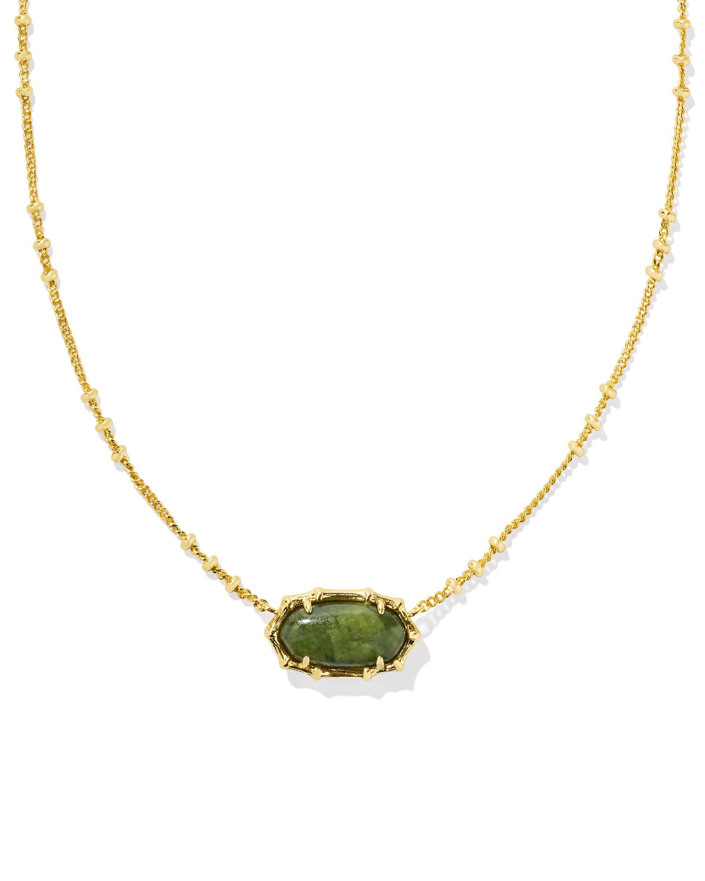 Elisa Gold Bamboo Frame Necklace | Sage Serpentine