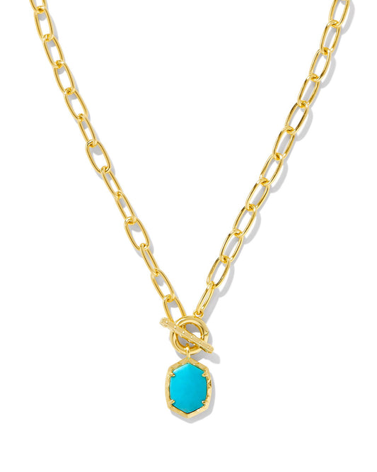 Daphne Link Chain Necklace | Gold & Variegated Turquoise Magnesite