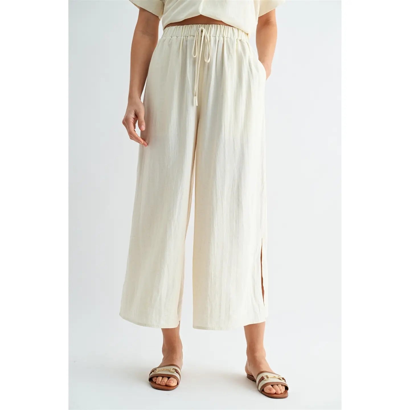 Side Slit Linen Pants