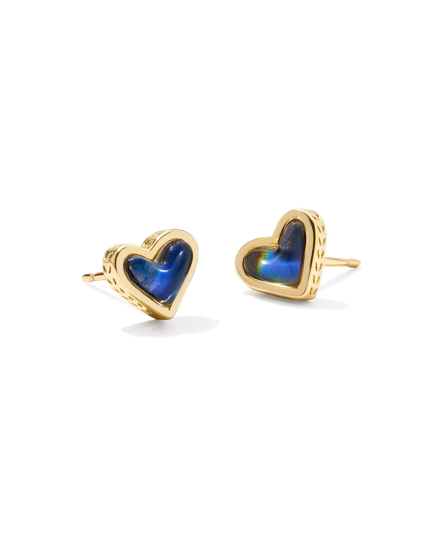 Framed Ari Heart Stud Earrings | Gold & Mood Stone