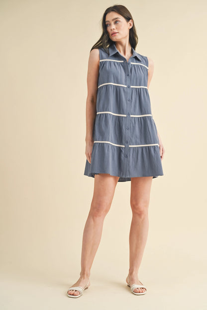 Tiered Mini Shirt Dress