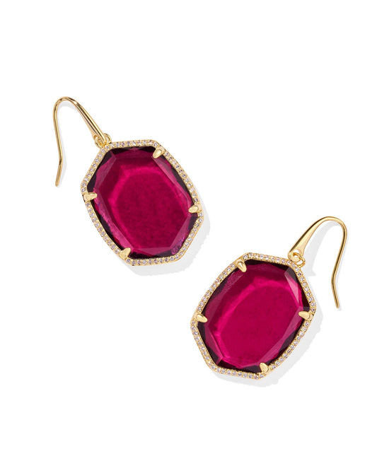 Daphne Gold Pave Frame Drop Earrings | Berry Mica