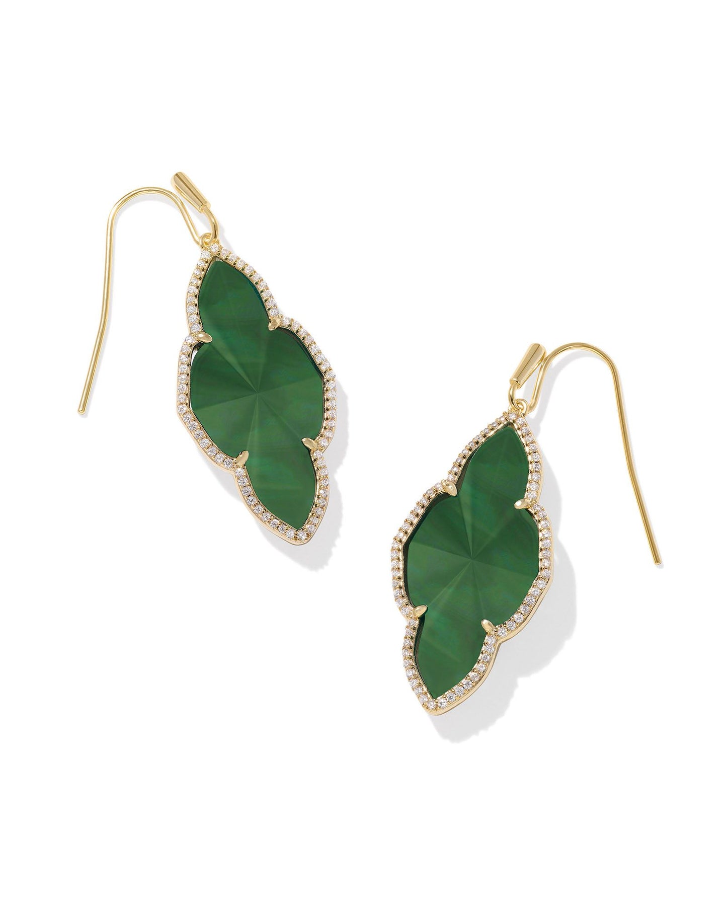 Abbie Pave Frame Earrings | Gold & Green Illusion