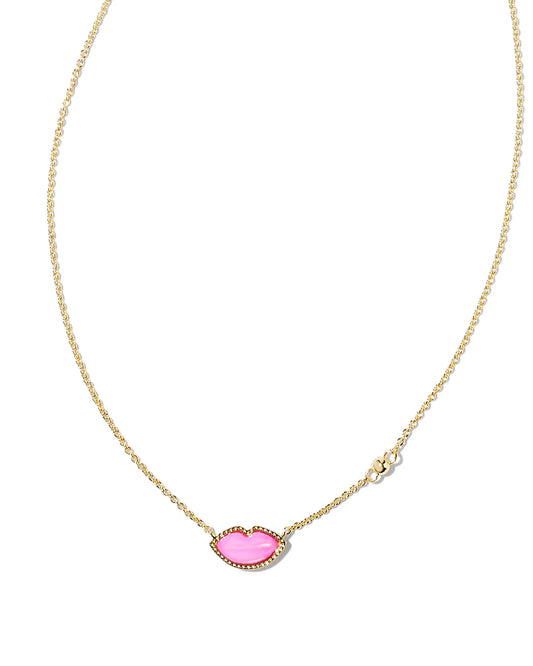 Lips Gold Necklace Hot Pink Mother-of-Pearl | Gold
