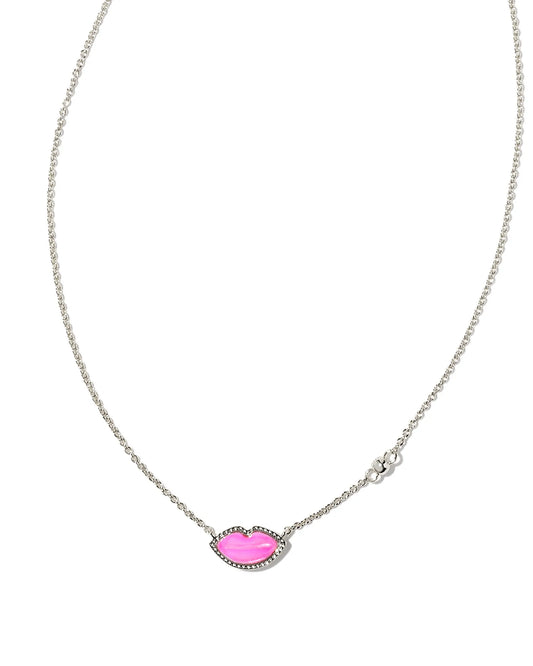 Lips Gold Necklace Hot Pink Mother-of-Pearl | Silver