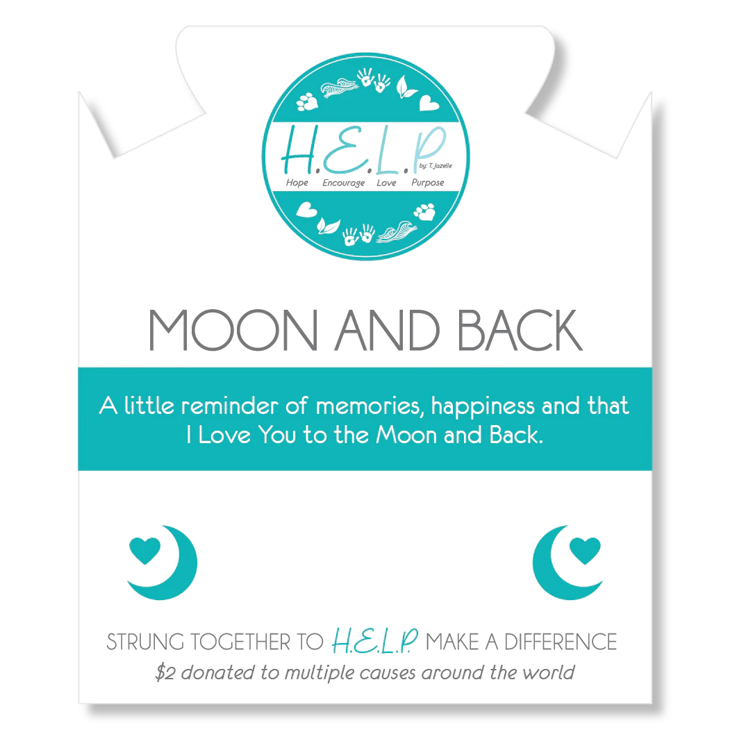Moon and Back Charm with Baby Blue Quartz Charity Bracelet