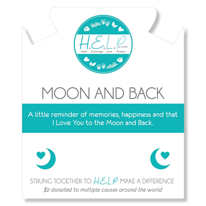 Moon and Back Charm with Baby Blue Quartz Charity Bracelet
