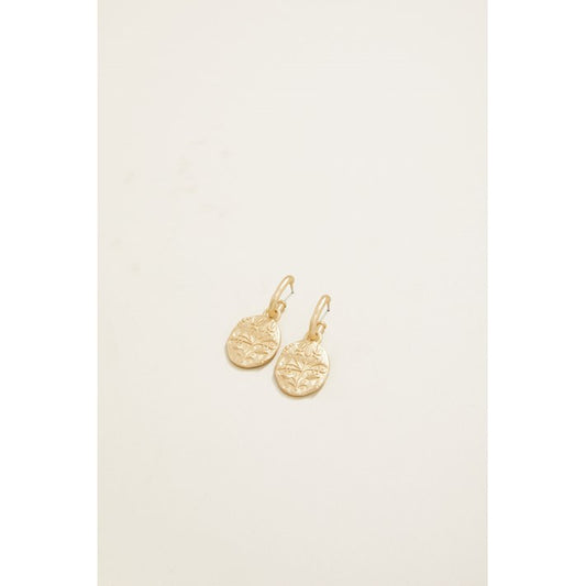 Damask Coin Convertible Hoop Earrings Gold