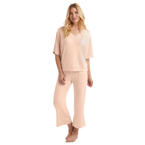 Dream Relaxed V-neck with Capri Lounge Set | Apricot