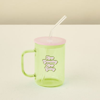 Color Glass Mug with Handle | Pink Enjoy the Little Things