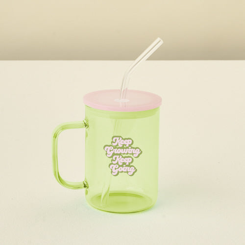 Color Glass Mug with Handle | Pink Enjoy the Little Things