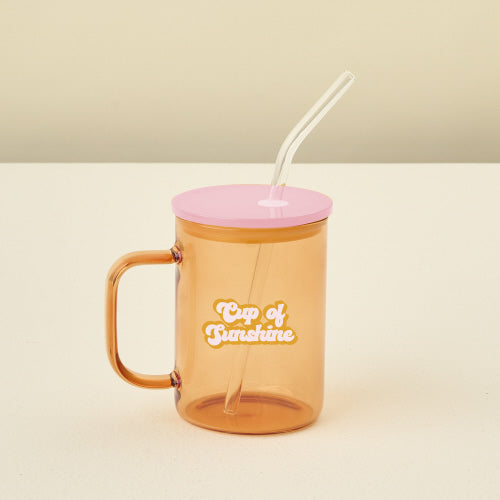 Color Glass Mug with Handle | Pink Enjoy the Little Things