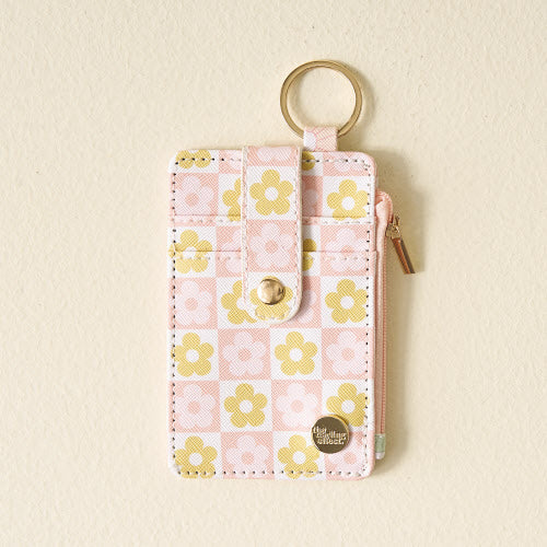 Keychain Wallet | Flower Check Peach